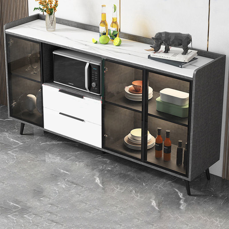 Sideboard di vetro in pietra moderna Sidebore di vetro con 2-cassetti