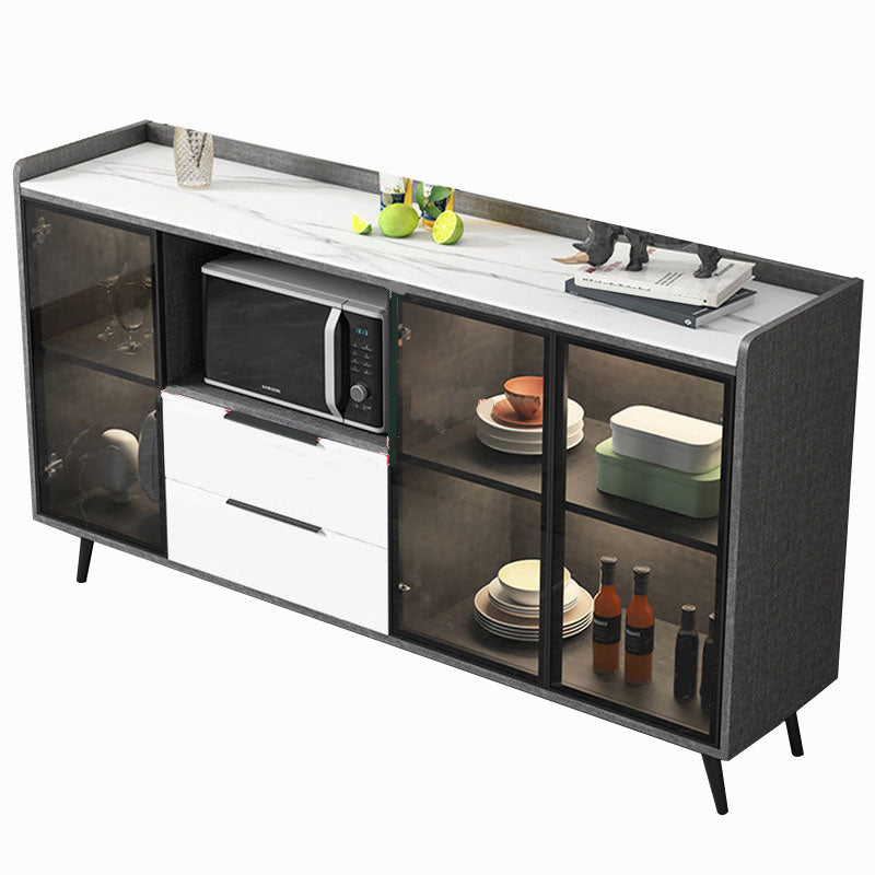 Sideboard di vetro in pietra moderna Sidebore di vetro con 2-cassetti