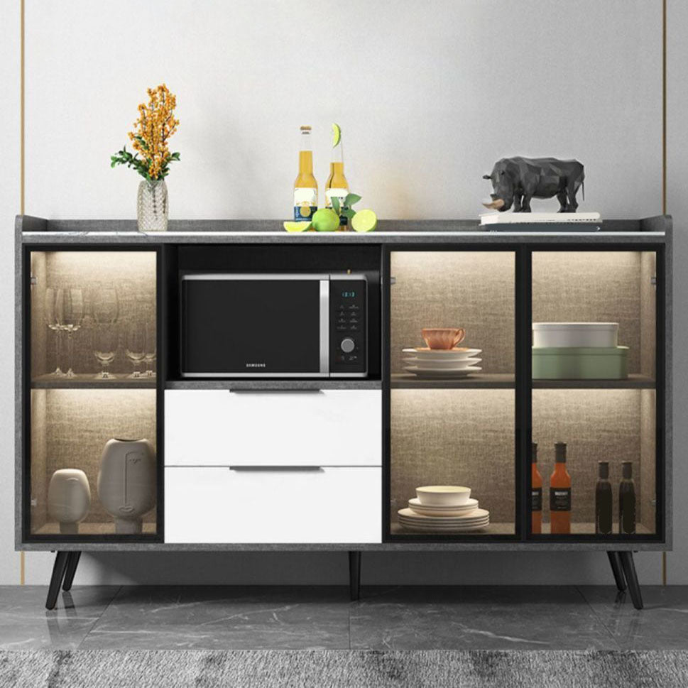 Sideboard di vetro in pietra moderna Sidebore di vetro con 2-cassetti