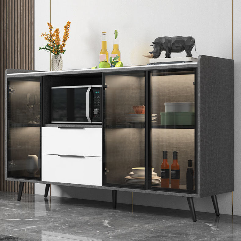 Sideboard di vetro in pietra moderna Sidebore di vetro con 2-cassetti