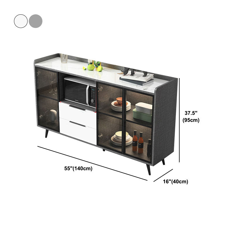 Sideboard di vetro in pietra moderna Sidebore di vetro con 2-cassetti