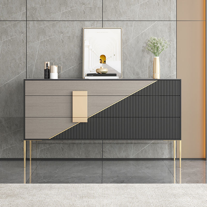 Polished Finish Faux Wood Sideboard Glam Indoor Dining Buffet with Drawers Grey Door Not Included Clearhalo 'buffet_sideboard' 'Buffets & Sideboards' 'furn' 'furn_buffet_sideboard' 'Furniture' 'Kitchen & Dining Furniture' 5960963