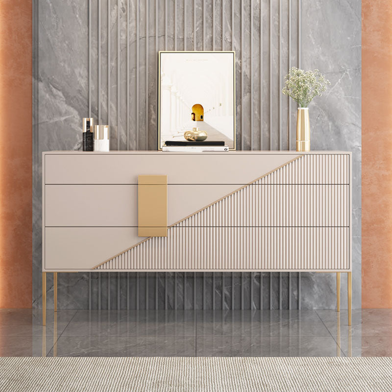 Polished Finish Faux Wood Sideboard Glam Indoor Dining Buffet with Drawers White Door Not Included Clearhalo 'buffet_sideboard' 'Buffets & Sideboards' 'furn' 'furn_buffet_sideboard' 'Furniture' 'Kitchen & Dining Furniture' 5960964