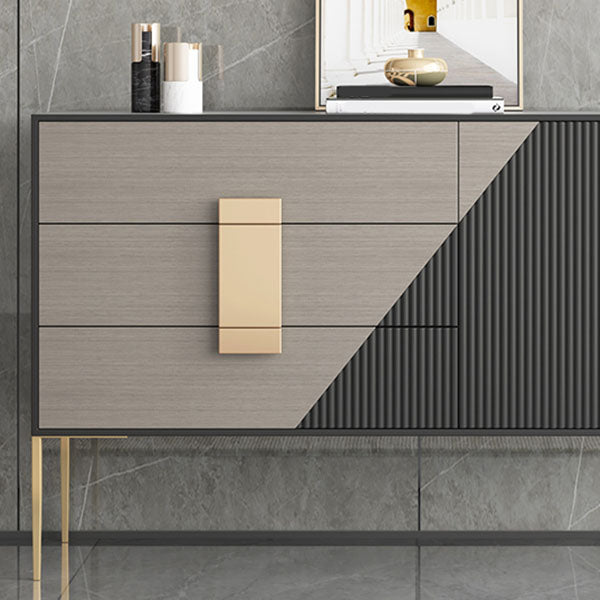 Polished Finish Faux Wood Sideboard Glam Indoor Dining Buffet with Drawers Clearhalo 'buffet_sideboard' 'Buffets & Sideboards' 'furn' 'furn_buffet_sideboard' 'Furniture' 'Kitchen & Dining Furniture' 5960967