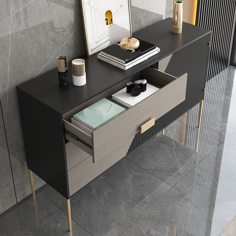 Polished Finish Faux Wood Sideboard Glam Indoor Dining Buffet with Drawers Clearhalo 'buffet_sideboard' 'Buffets & Sideboards' 'furn' 'furn_buffet_sideboard' 'Furniture' 'Kitchen & Dining Furniture' 5960971