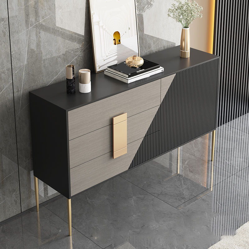 Polished Finish Faux Wood Sideboard Glam Indoor Dining Buffet with Drawers Clearhalo 'buffet_sideboard' 'Buffets & Sideboards' 'furn' 'furn_buffet_sideboard' 'Furniture' 'Kitchen & Dining Furniture' 5960972