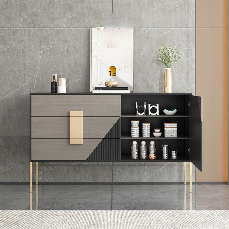 Polished Finish Faux Wood Sideboard Glam Indoor Dining Buffet with Drawers Clearhalo 'buffet_sideboard' 'Buffets & Sideboards' 'furn' 'furn_buffet_sideboard' 'Furniture' 'Kitchen & Dining Furniture' 5960973