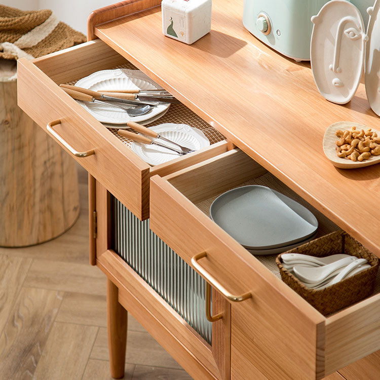 4-Drawer Dining Server Pine Massives Holz Sideboard-Buffet für Esszimmer