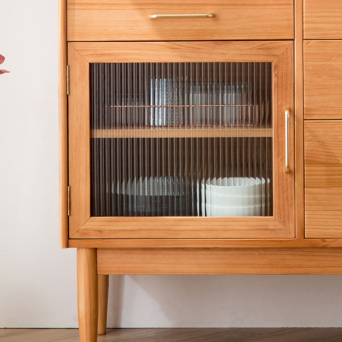 4-Drawer Dining Server Pine Massives Holz Sideboard-Buffet für Esszimmer