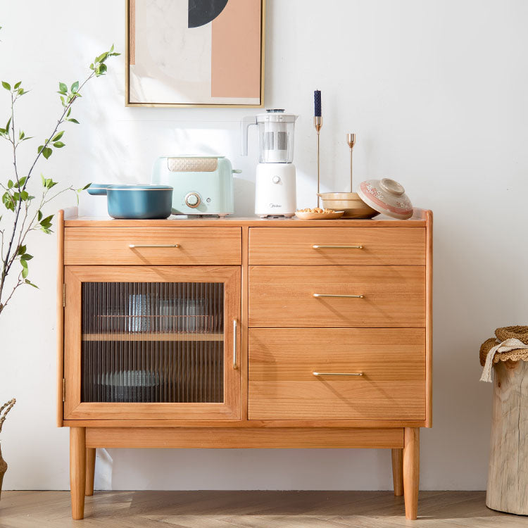 4-Drawer Dining Server Pine Massives Holz Sideboard-Buffet für Esszimmer