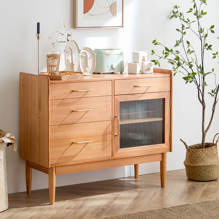 4-Drawer Dining Server Pine Massives Holz Sideboard-Buffet für Esszimmer
