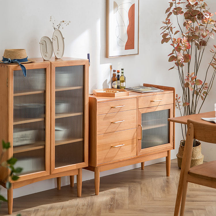 4-Drawer Dining Server Pine Massives Holz Sideboard-Buffet für Esszimmer
