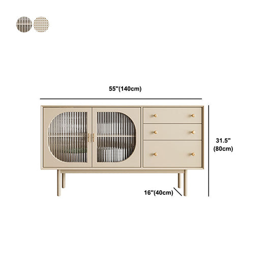 Sideboard in legno in finto bianco con cassetti a buffet da pranzo interno glam con armadi