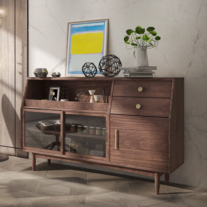 Mesa de buffet de madera sólida glamorosa puertas de vidrio corredizo con 2 puertas