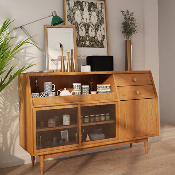 Mesa de buffet de madera sólida glamorosa puertas de vidrio corredizo con 2 puertas