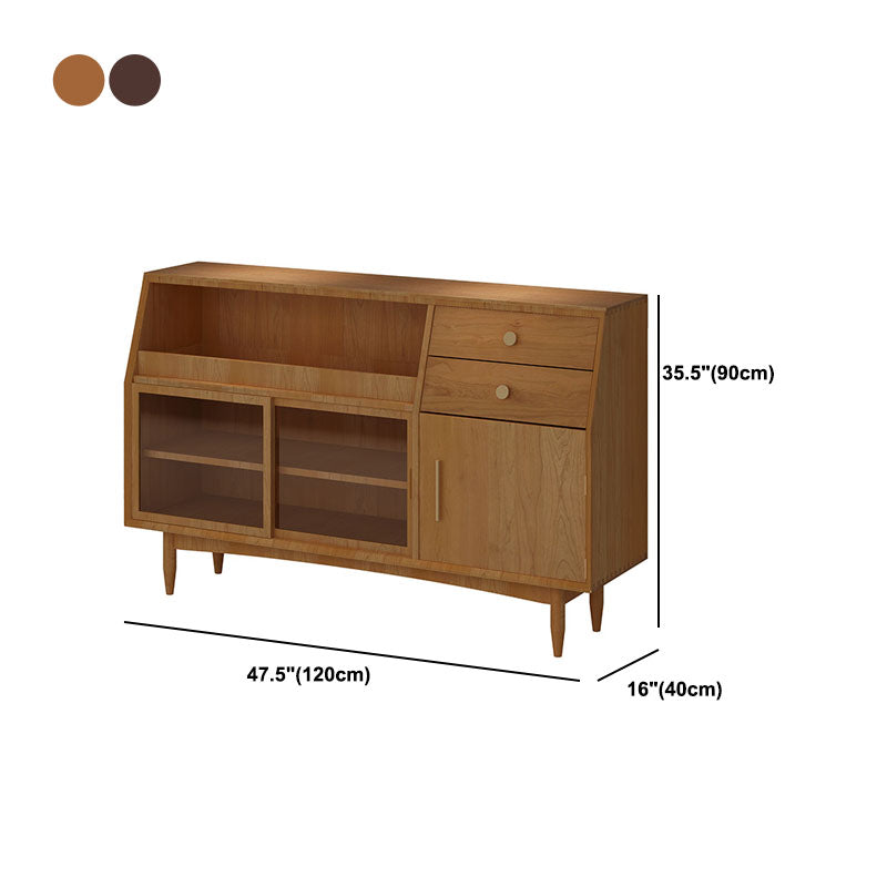 Mesa de buffet de madera sólida glamorosa puertas de vidrio corredizo con 2 puertas