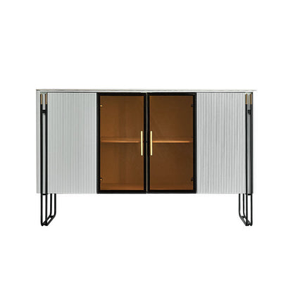 Finition polie Polibée en faux bois avec plaque de salle à manger Glam Glam Buffet avec armoires