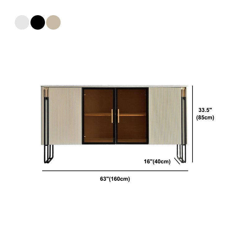 Finition polie Polibée en faux bois avec plaque de salle à manger Glam Glam Buffet avec armoires