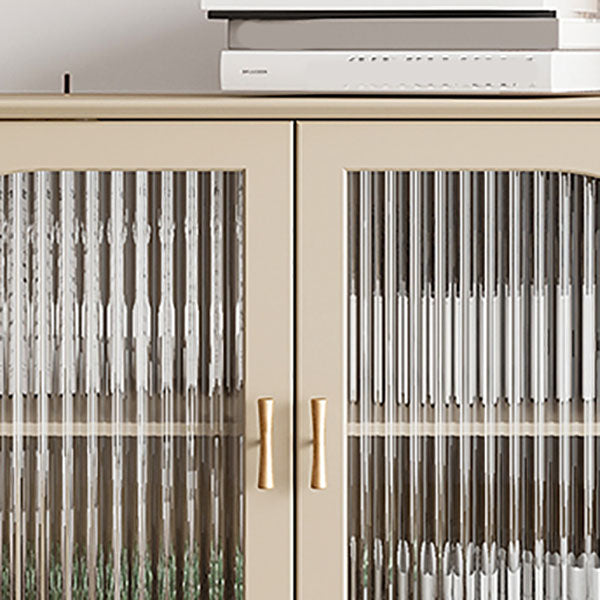 Buffet de salle à manger beige glam pour la cuisine buffet en faux bois avec armoires