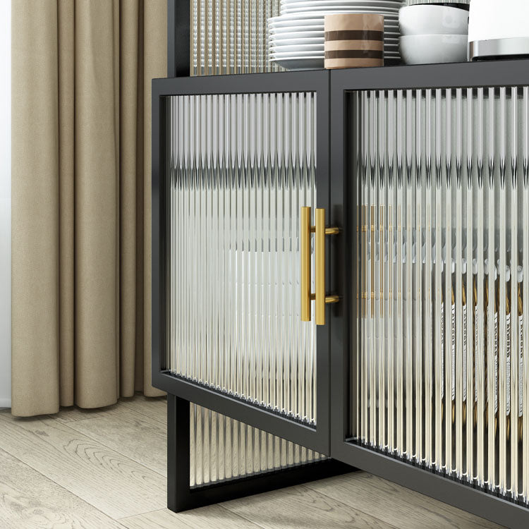 Serveur de restauration glamour avec trame de finition polie à cadre métallique avec portes en verre