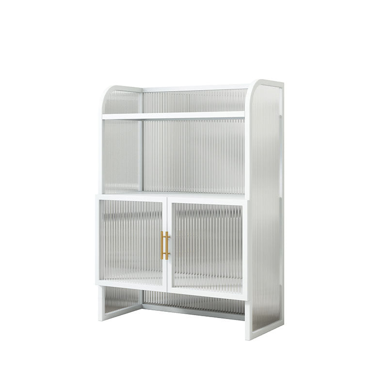 Serveur de restauration glamour avec trame de finition polie à cadre métallique avec portes en verre