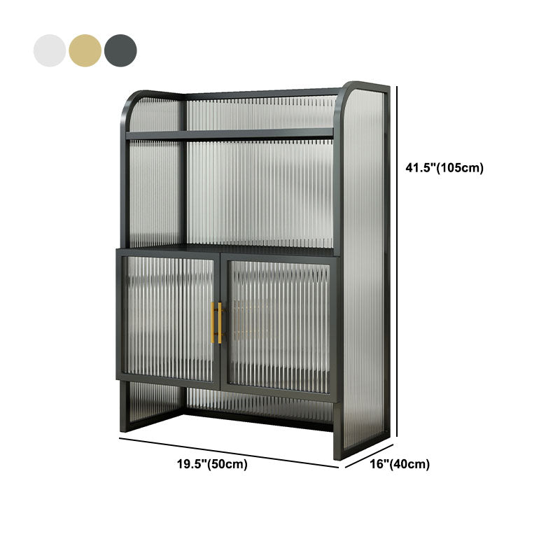 Serveur de restauration glamour avec trame de finition polie à cadre métallique avec portes en verre