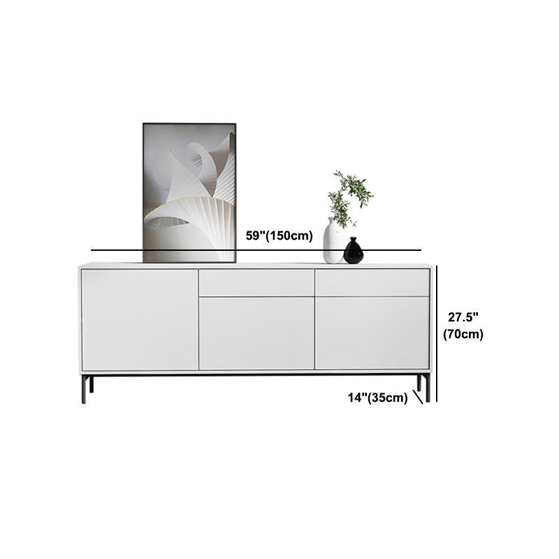 Server di legno ingegnerizzato bianco server contemporaneo con cassetti e porte