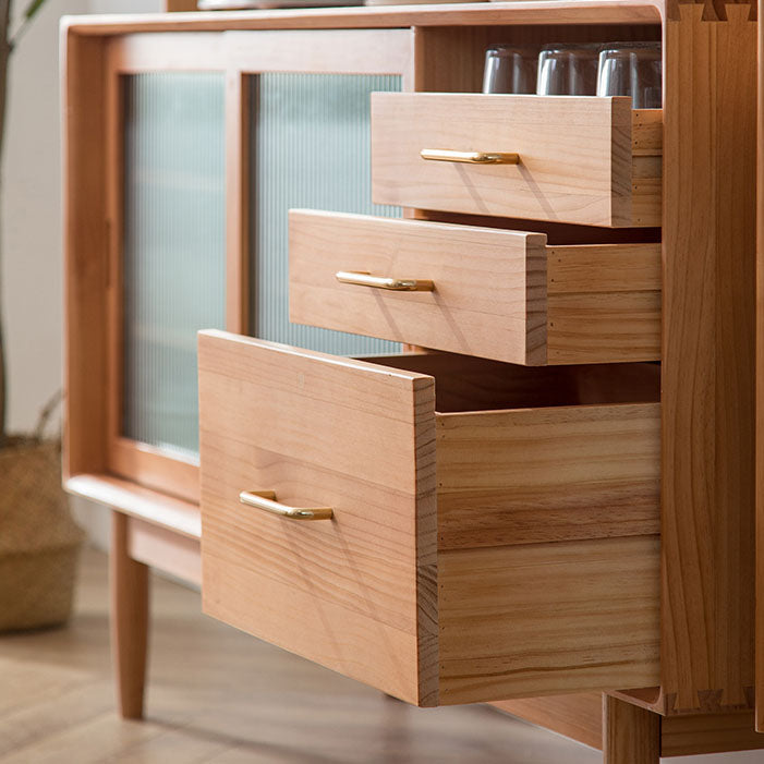 Hedendaagse sideboardtafel met laden Pine massief houten eetbuffet