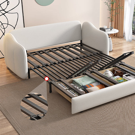 Hellbraunes runde Armsofa Bett zeitgenössische genähte Kissen -Rückensofa