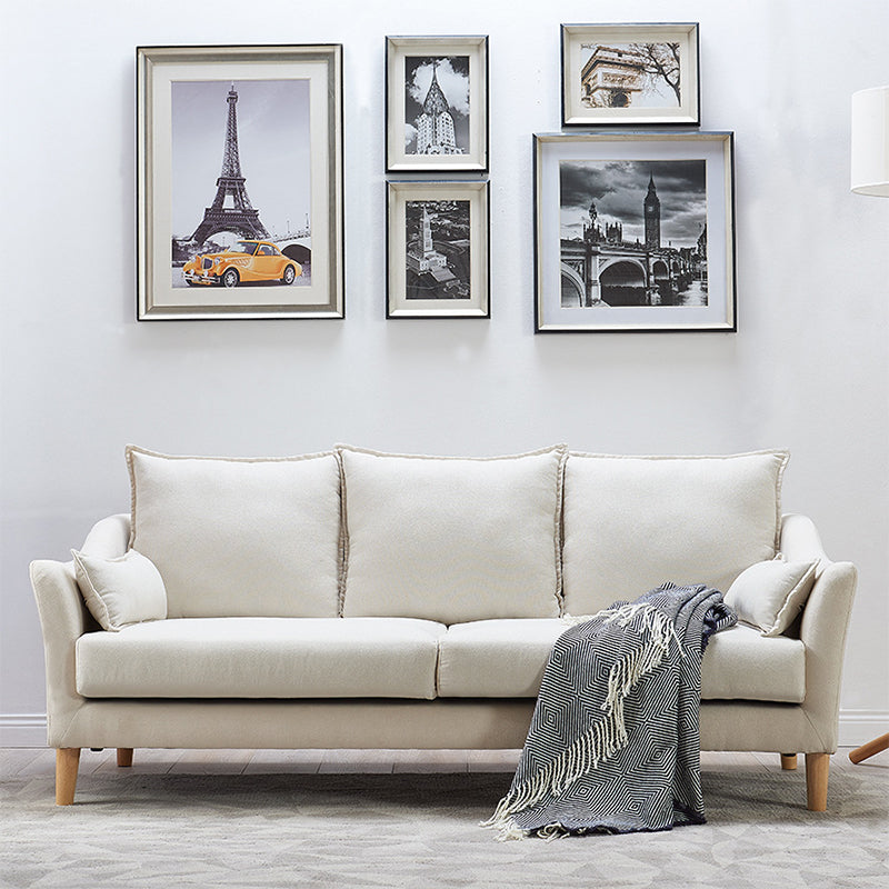 Divano posteriore in tessuto. Divano braccio inclinato moderno con gambe in legno