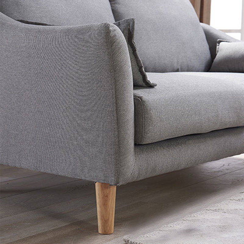 Divano posteriore in tessuto. Divano braccio inclinato moderno con gambe in legno