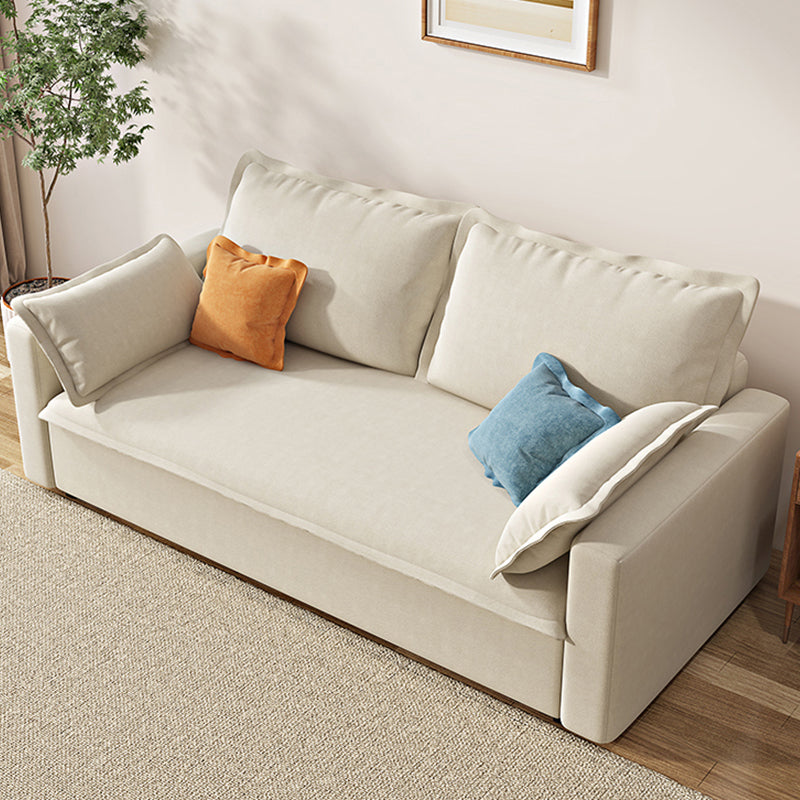 Beige Modern Loose Back Sofa Bed Standard Square Arm Sofa Bed 80.7"L x 35.4"W x 25.6"H Latex Clearhalo 'furn' 'furn_sofas' 'Furniture' 'Living Room Furniture' 'Sofa' 'sofas' 5961326
