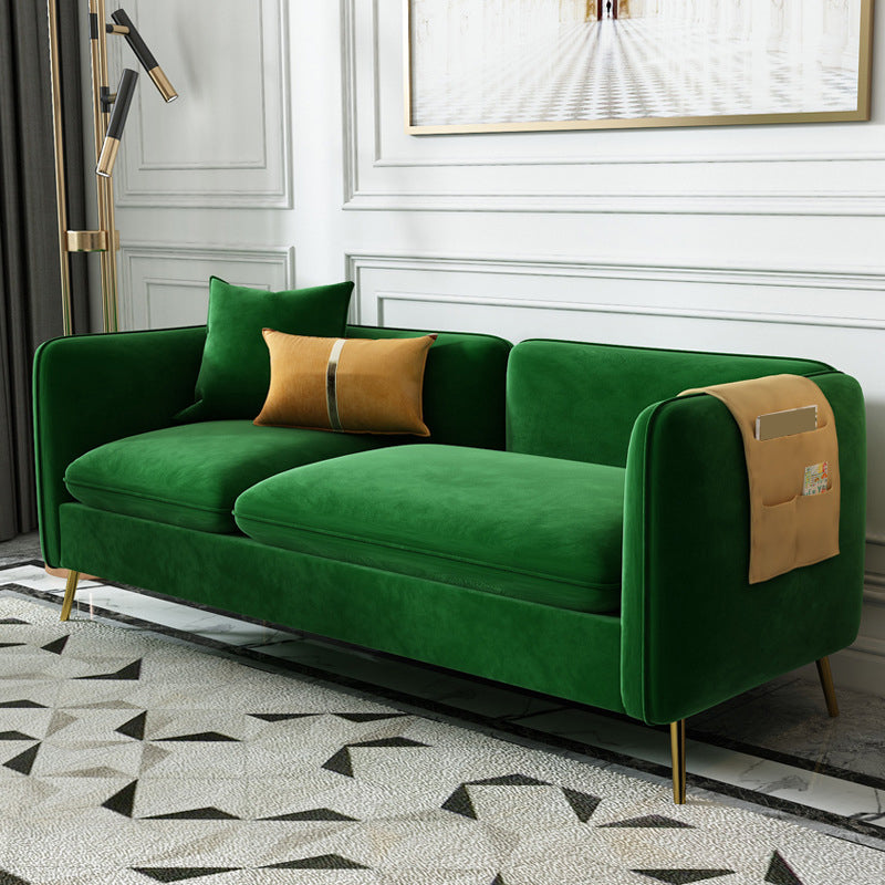 Velvet Modern Style Sofa 2/3-seat Tuxedo Arm Sofa with 2 Pillows