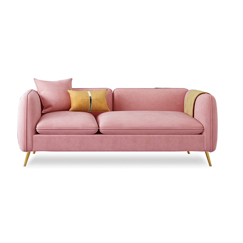Velvet Modern Style Sofa 2/3-seat Tuxedo Arm Sofa with 2 Pillows