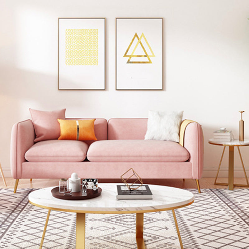 Velvet Modern Style Sofa 2/3-seat Tuxedo Arm Sofa with 2 Pillows