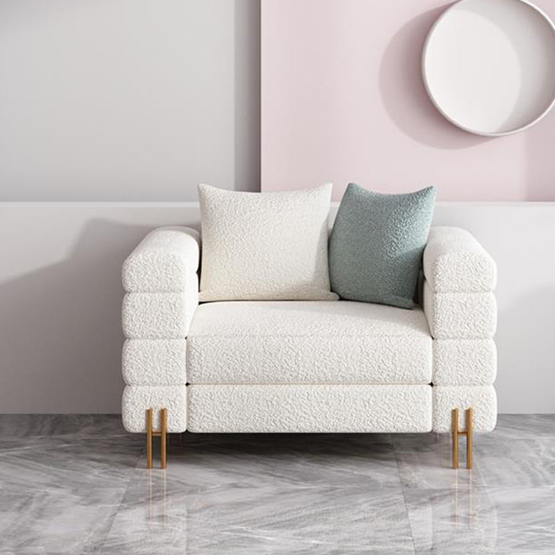 Modern Style Sofa with Pillows Wool/Faux Leather Tuxedo Arm Seating