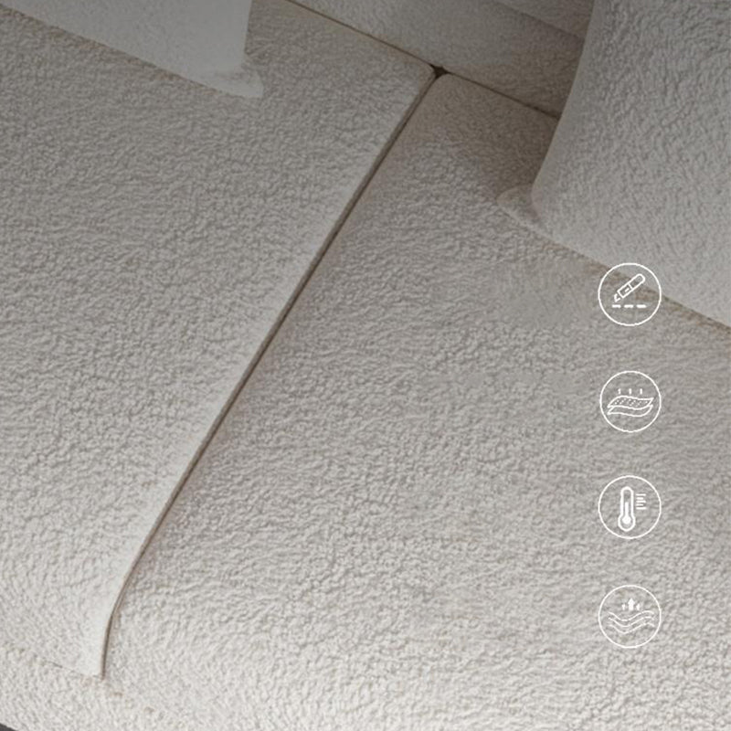 Modern Style Sofa with Pillows Wool/Faux Leather Tuxedo Arm Seating