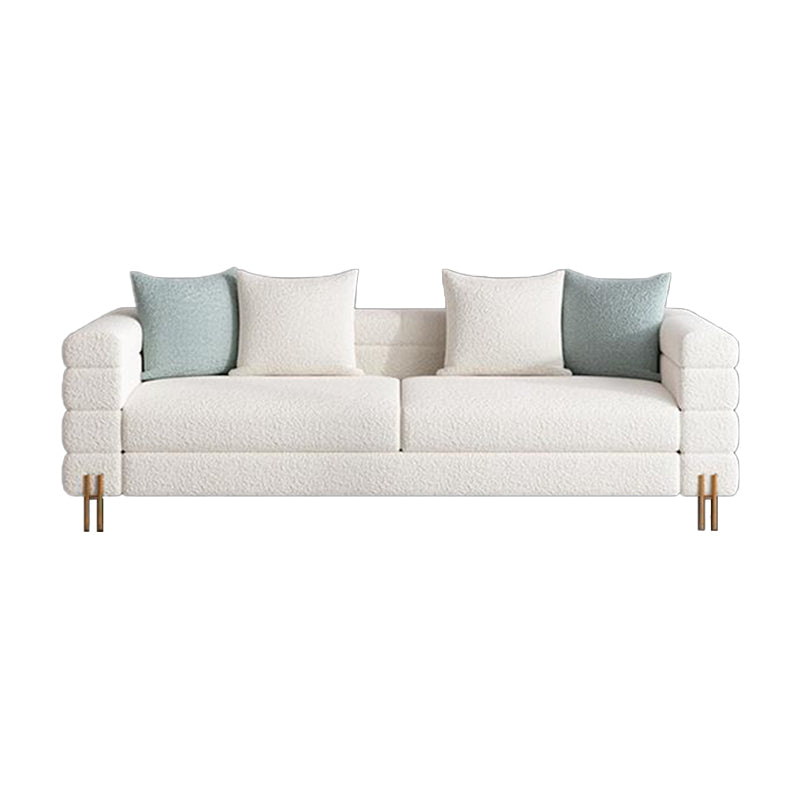Modern Style Sofa with Pillows Wool/Faux Leather Tuxedo Arm Seating