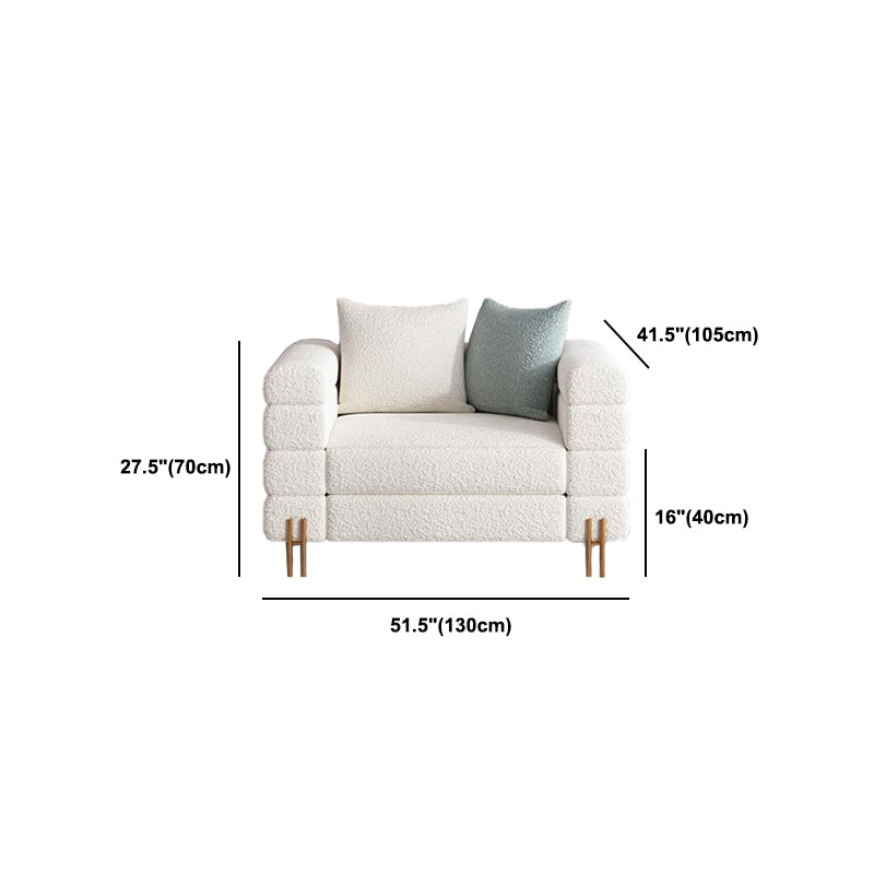 Modern Style Sofa with Pillows Wool/Faux Leather Tuxedo Arm Seating