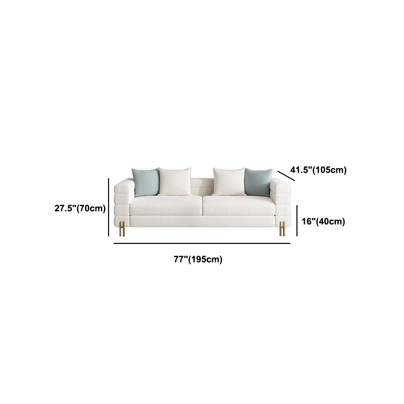 Modern Style Sofa with Pillows Wool/Faux Leather Tuxedo Arm Seating