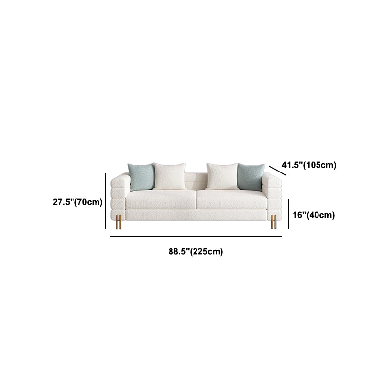Modern Style Sofa with Pillows Wool/Faux Leather Tuxedo Arm Seating