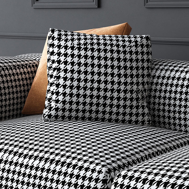 Stof moderne HoundStooth Patroon Sofa Tuxedo Arm Sofa met kussens