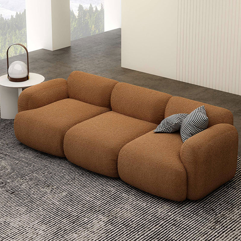 Divano standard contemporaneo di divano a braccio rotondo da 1/3 posti in bianco/marrone