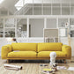 Divano in lino largo 35,43 pollici divano a braccio quadrato in giallo