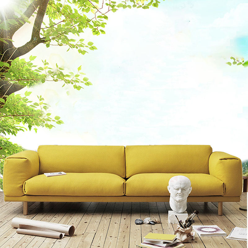 Divano in lino largo 35,43 pollici divano a braccio quadrato in giallo