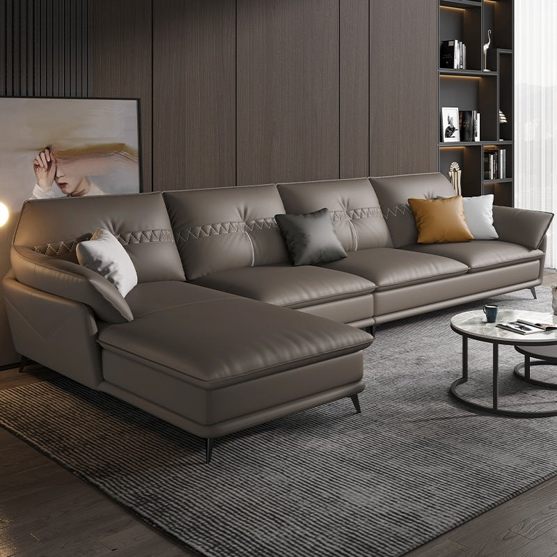 Contemporary Faux Leather Stationary Living Room Pillow Top Arm Seating