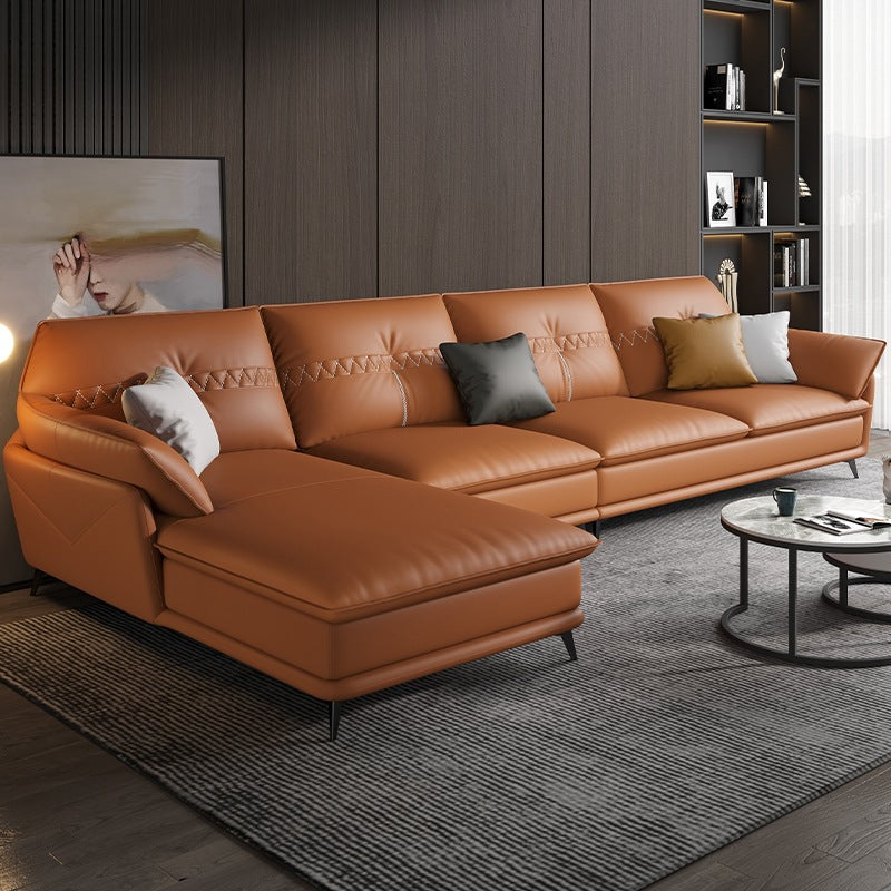 Contemporary Faux Leather Stationary Living Room Pillow Top Arm Seating