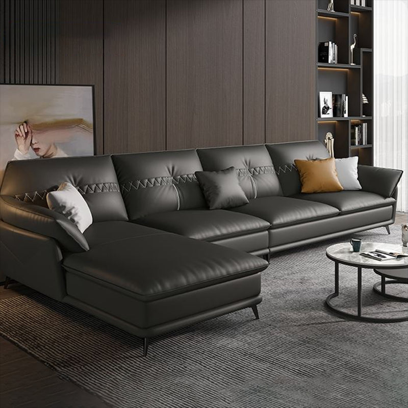 Contemporary Faux Leather Stationary Living Room Pillow Top Arm Seating