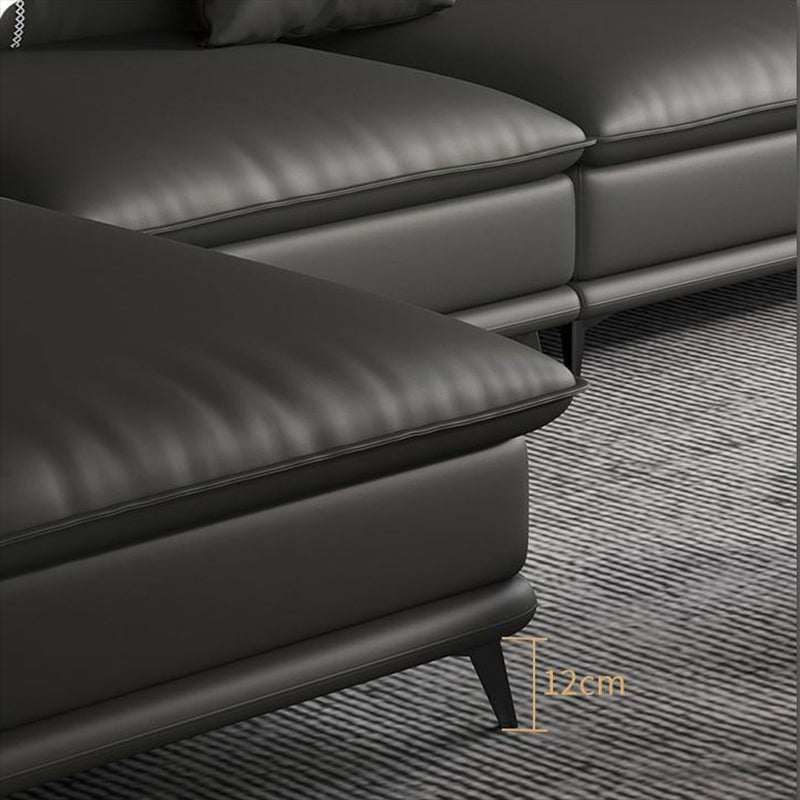 Contemporary Faux Leather Stationary Living Room Pillow Top Arm Seating