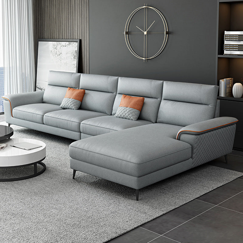 Contemporary Faux Leather Stationary Living Room Cushions Sofa Chaise